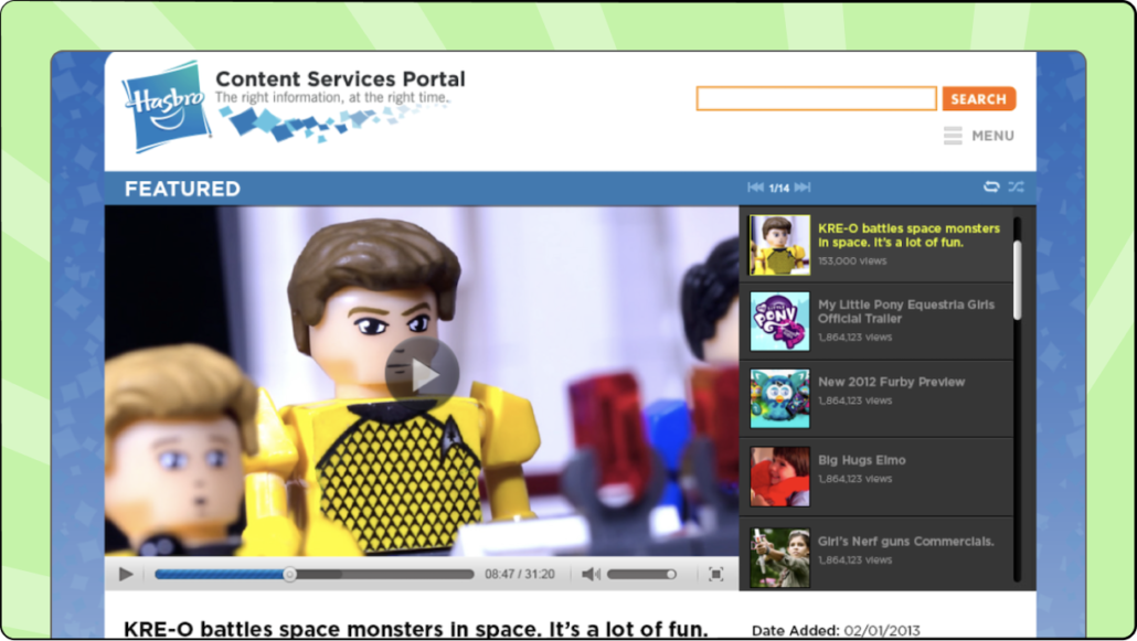 An intuitive video management and playback interface for Hasbro’s corporate users, enhancing usability and streamlining media workflows.