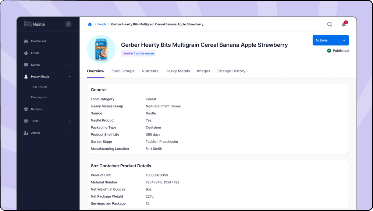 UX redesign of Nestlé's Product Information Management (PIM) system.