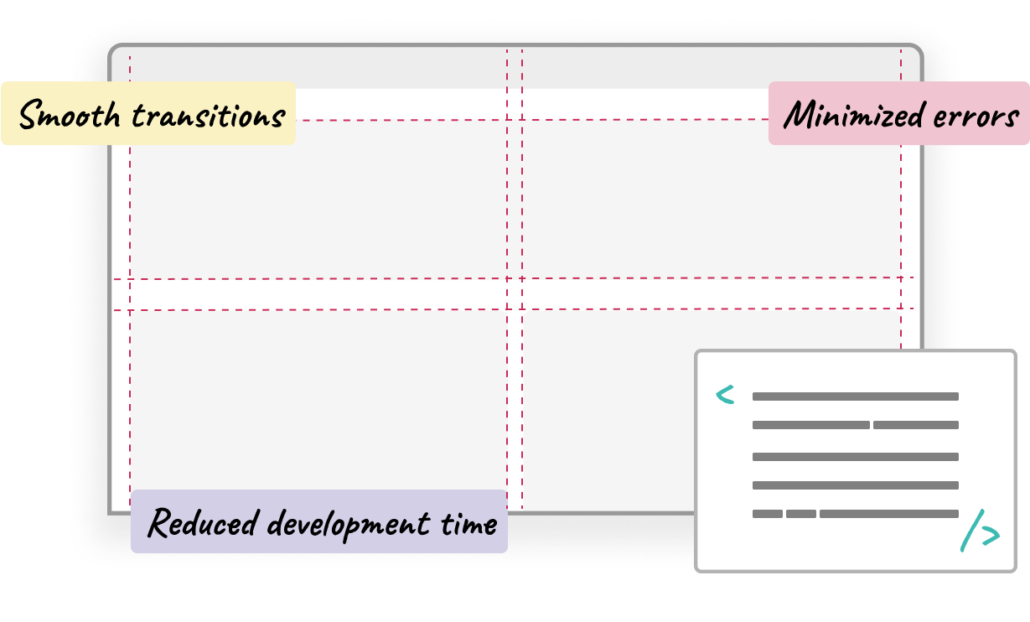 developer handoff example, coding and margins on a website