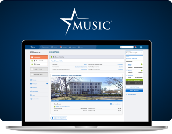 MUSIC Commercial insurance policy application software